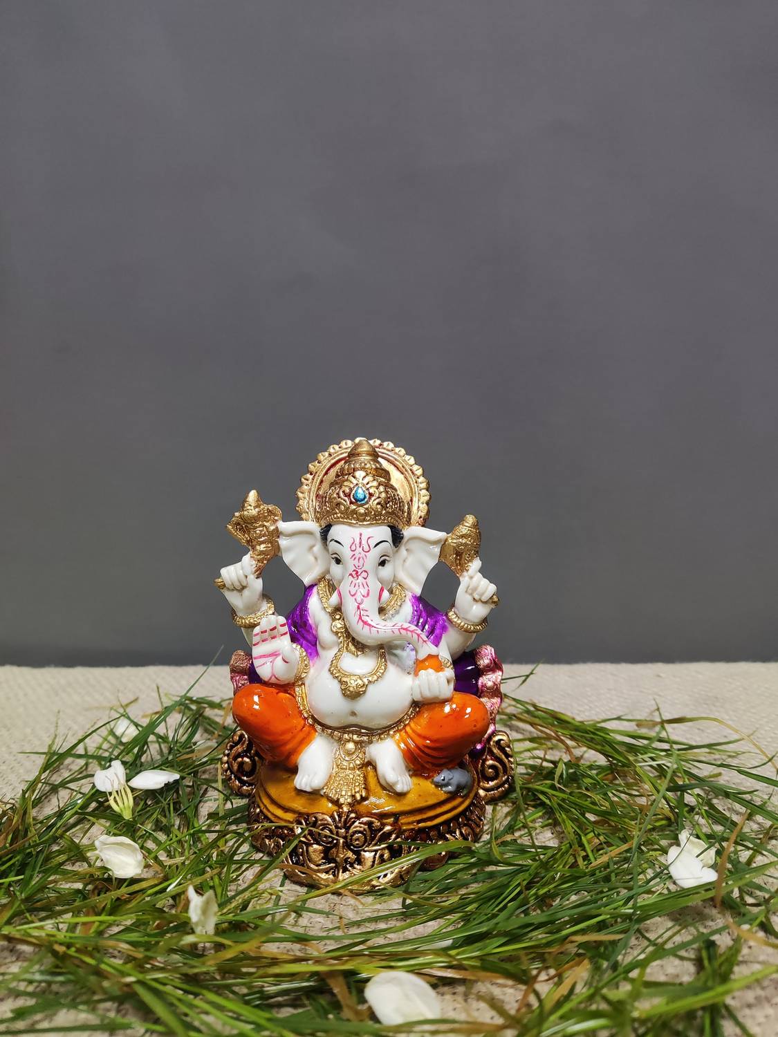 Pratima PRATIMA Handmade Polyresin Ganpati Statue For Gifting, Decorative Showpiece - 11 cm