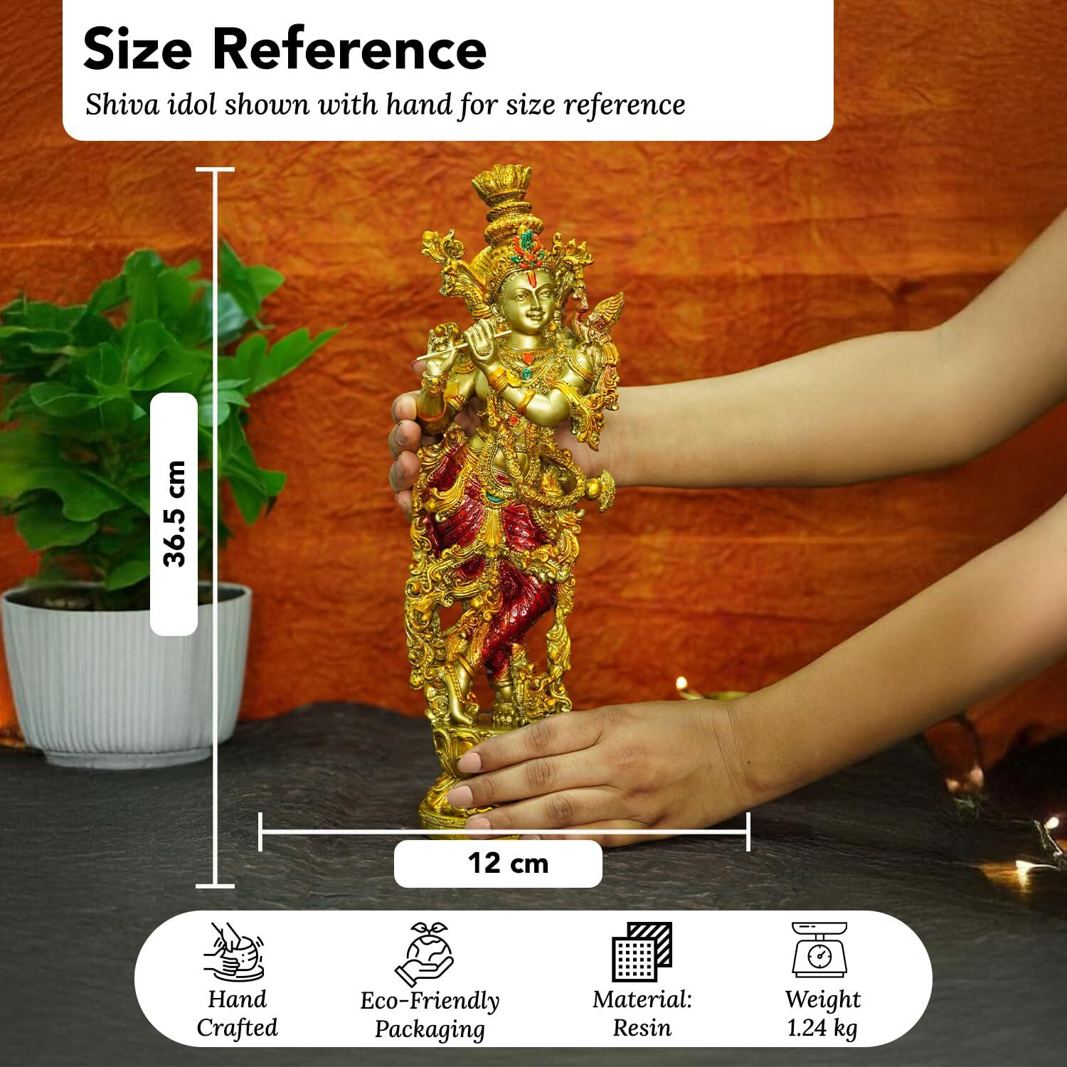 Image of PRG Lord Krishna Standing Idol for Home Decor, Pooja Room & Temple Use Decorative Showpiece - 35 cm