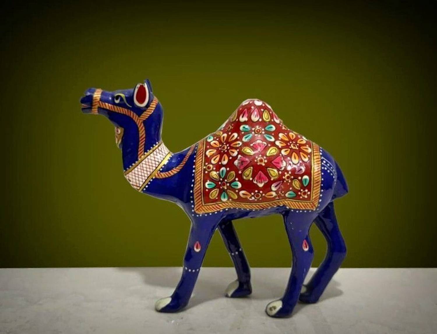 Antiques Nirmala Metal Handmade Emboss Work Decorative Camel Statue Decorative Showpiece - 12 cm