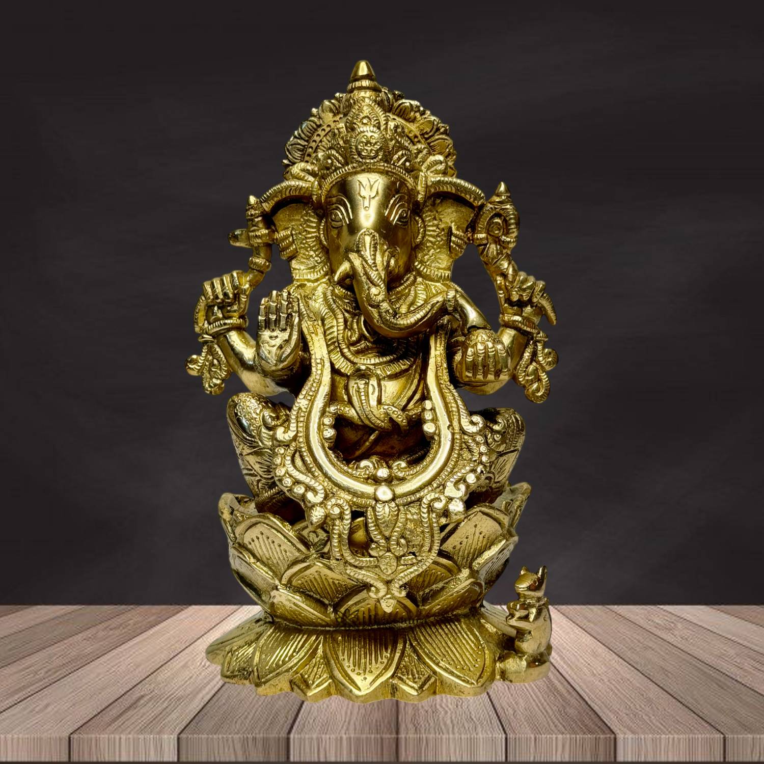BrassAura Brass Ganesh Bhagwan Idol Ganesha Statue Ganpati Murti for Home 3.62 Kg Decorative Showpiece  -  35.8 cm