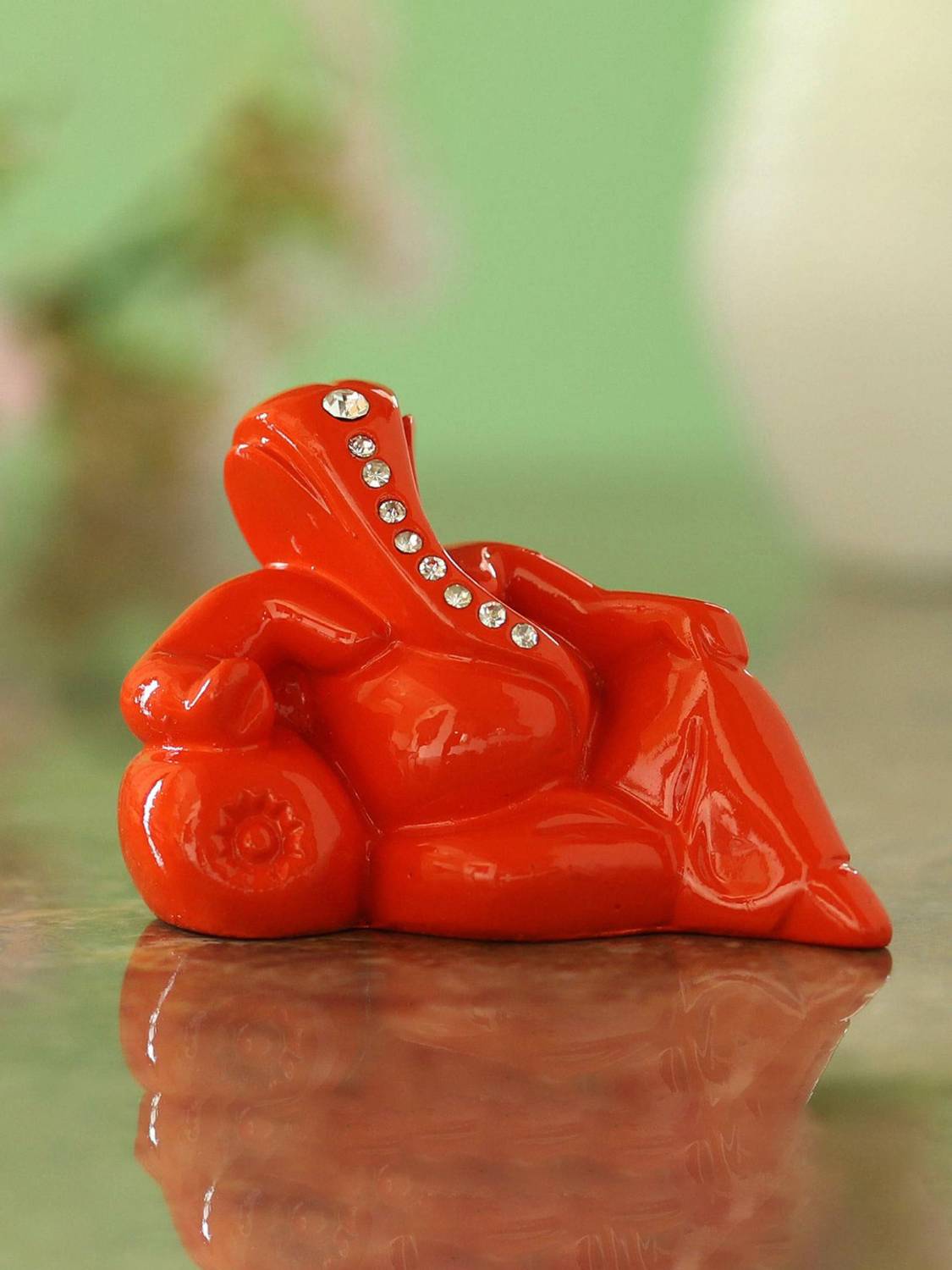 Craftam Craftam Red Ganesha Idol for Car Dashboard, Mini Ganpati Murti Decorative Showpiece - 5 cm