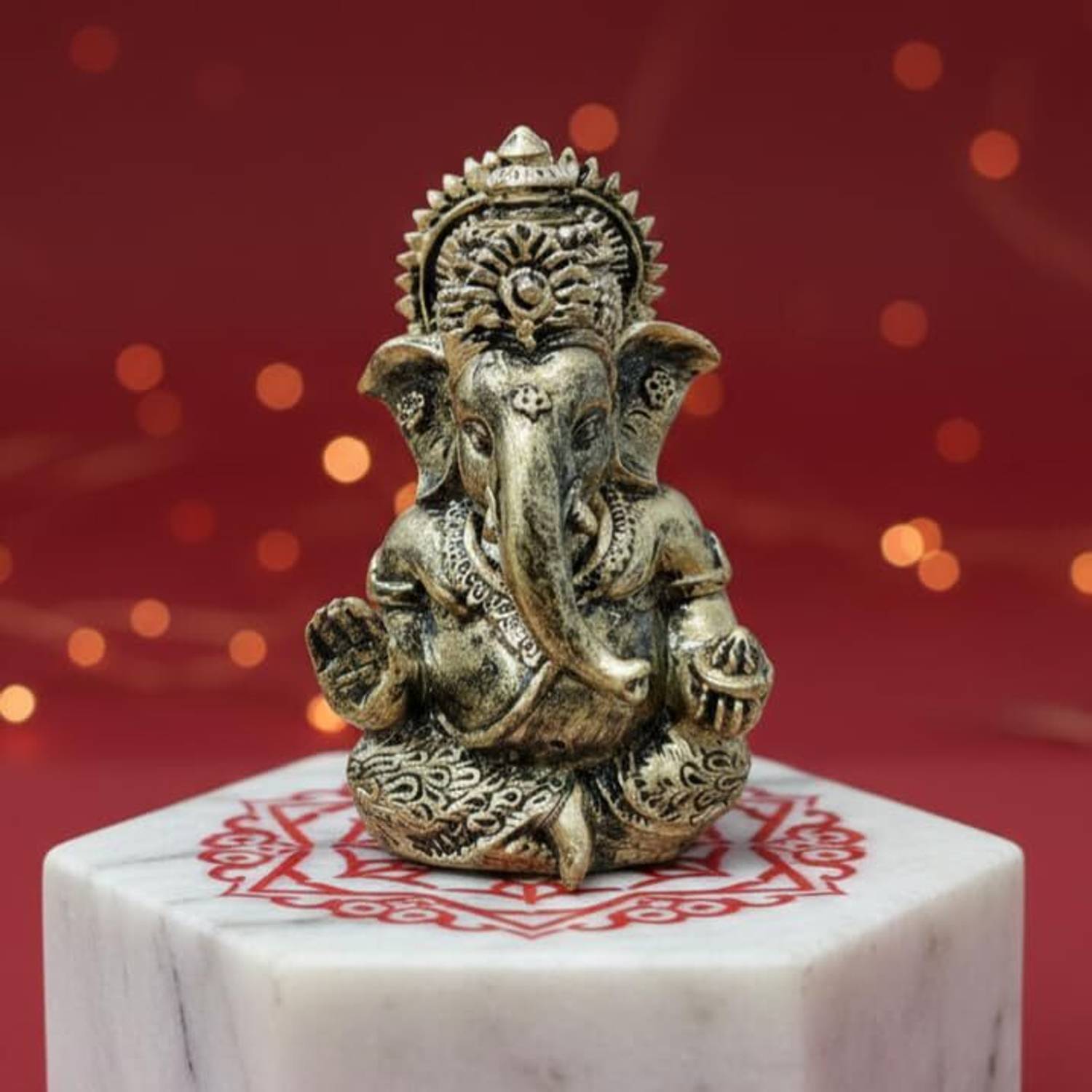 Arnavira Ganesha Statue | Ganesh Murti for Office Desk, & Ganpati Idol for Car Dashboard Decorative Showpiece - 8.7 cm