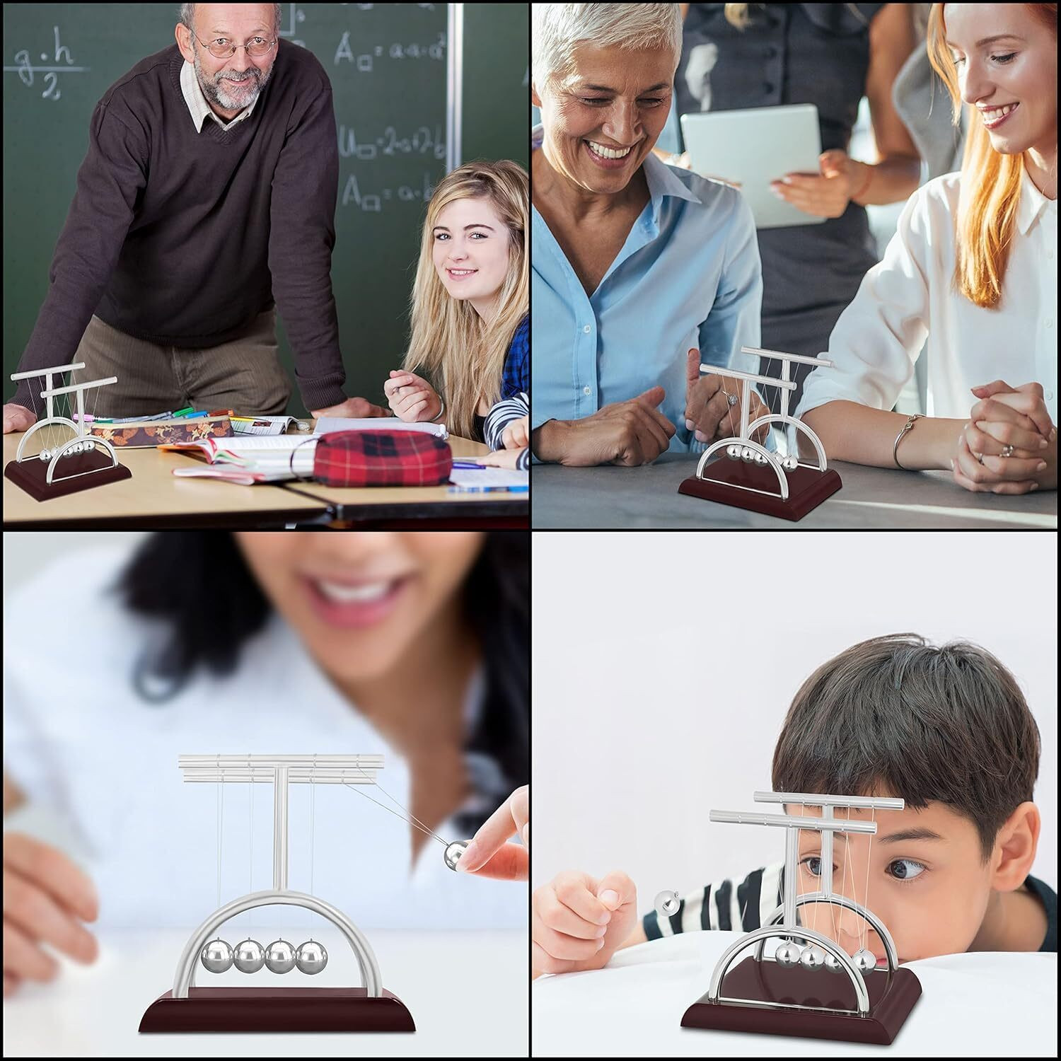 Image of NESTIC T-Shape Newton's Cradle Demonstrate Newton's Laws with Swinging Balls Decorative Showpiece - 9.3 cm