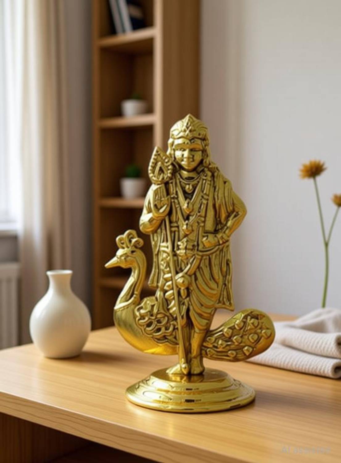 ASTRAMART GOD MURUGAN / SUBRAMANIYAN WITH PEACOCK IDOL Decorative Showpiece  -  6.5 cm
