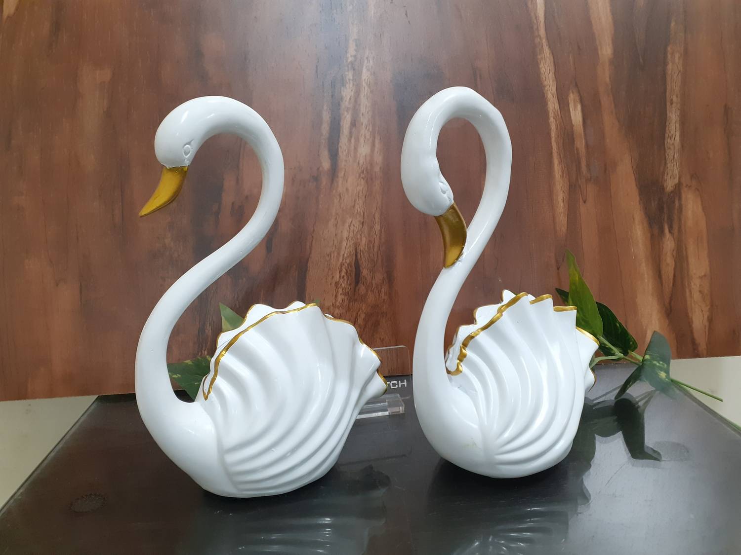 AFTERSTITCH WHITE SWAN PAIR OF 2 Decorative Showpiece - 23 cm