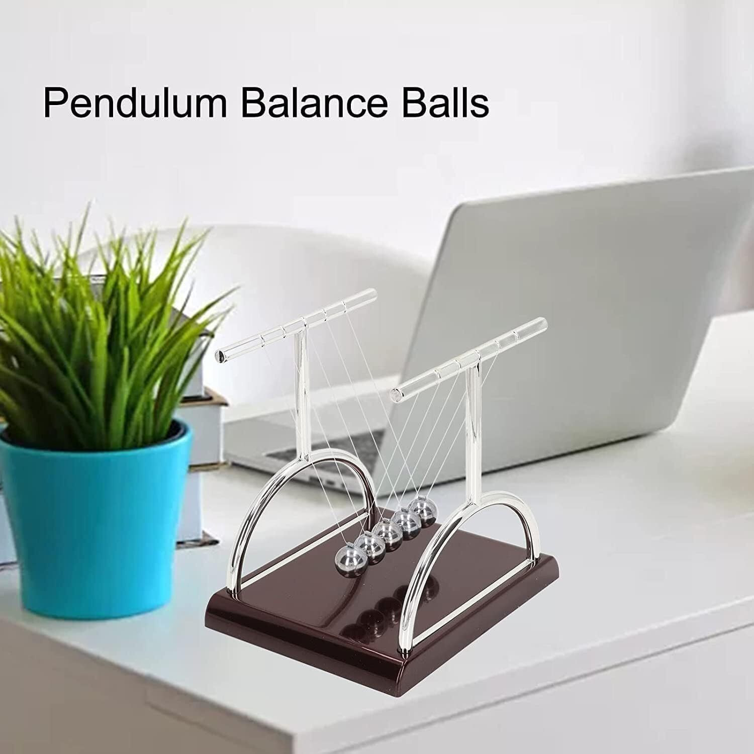 Image of NESTIC T-Shape Newton's Cradle Demonstrate Newton's Laws with Swinging Balls Decorative Showpiece - 9.3 cm