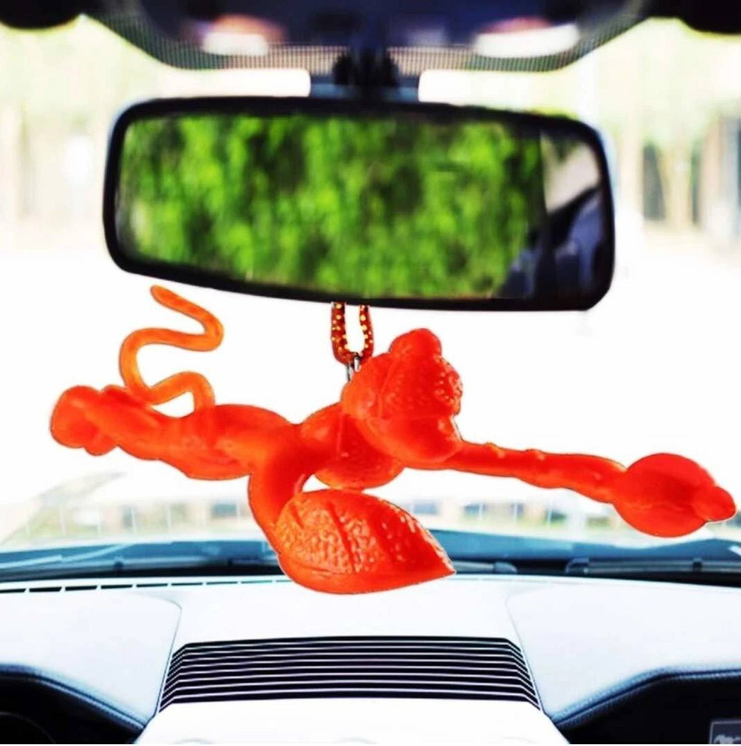 sanskaari Flying Lord Hanuman Hanging Car Idol (orange,Set of 1) Decorative Showpiece - 3 cm