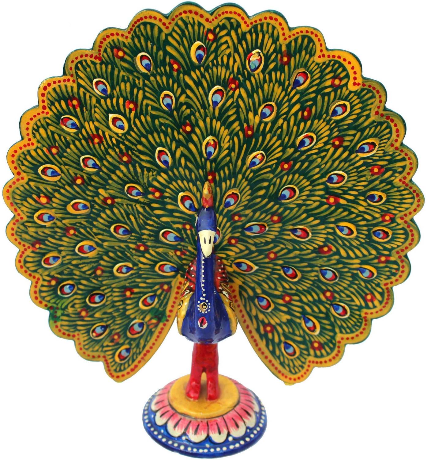 Antiques Nirmala Metal Craft Handmade Enamel Painting Dancing Peacock Decorative Showpiece Decorative Showpiece - 20 cm