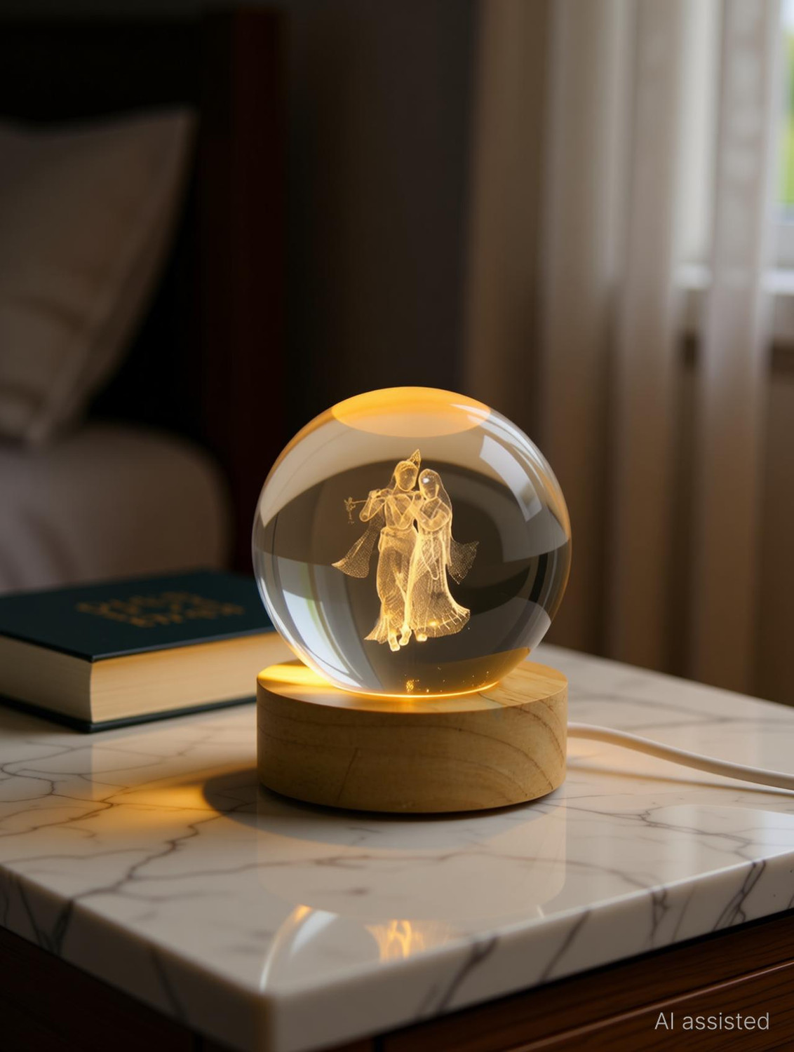 Image of DHRUTI ENTERPRISE 3D RADHA KRISHNA CRYSTAL BALL Decorative Showpiece - 6 cm