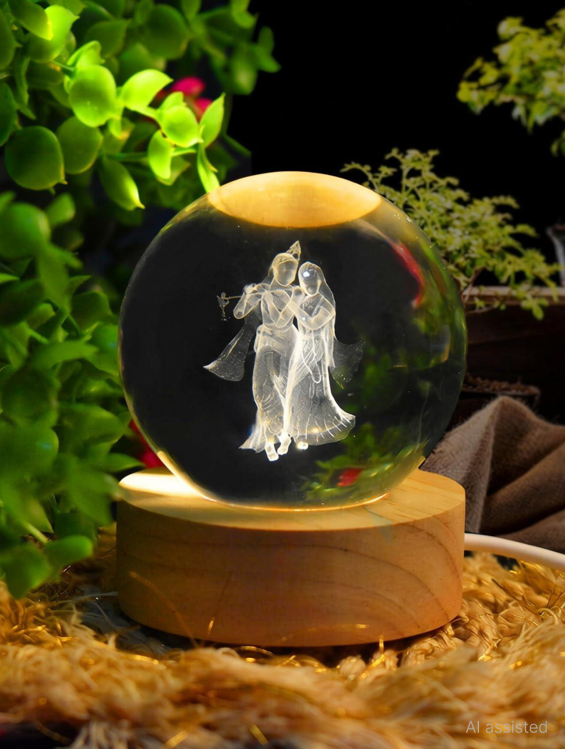 Image of DHRUTI ENTERPRISE 3D RADHA KRISHNA CRYSTAL BALL Decorative Showpiece - 6 cm