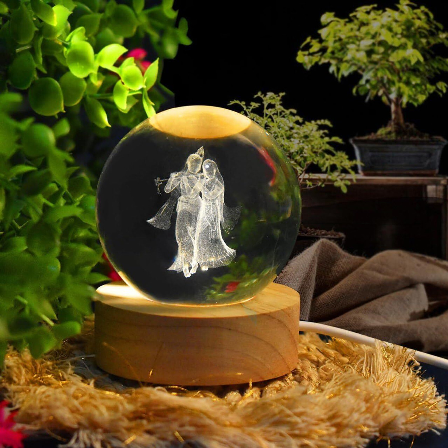 Image of DHRUTI ENTERPRISE 3D RADHA KRISHNA CRYSTAL BALL Decorative Showpiece - 6 cm