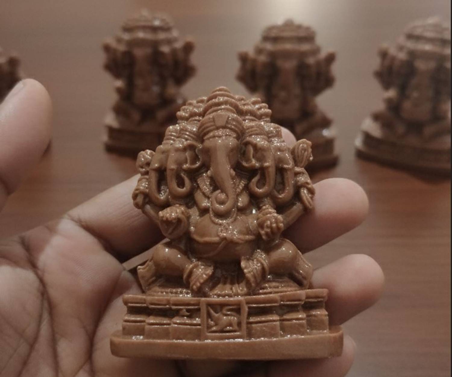 hands of odisha Panchmukhi Ganesha Statue - Marble Dust Five-Faced Ganpati for Home/Car Decor Decorative Showpiece - 8 cm