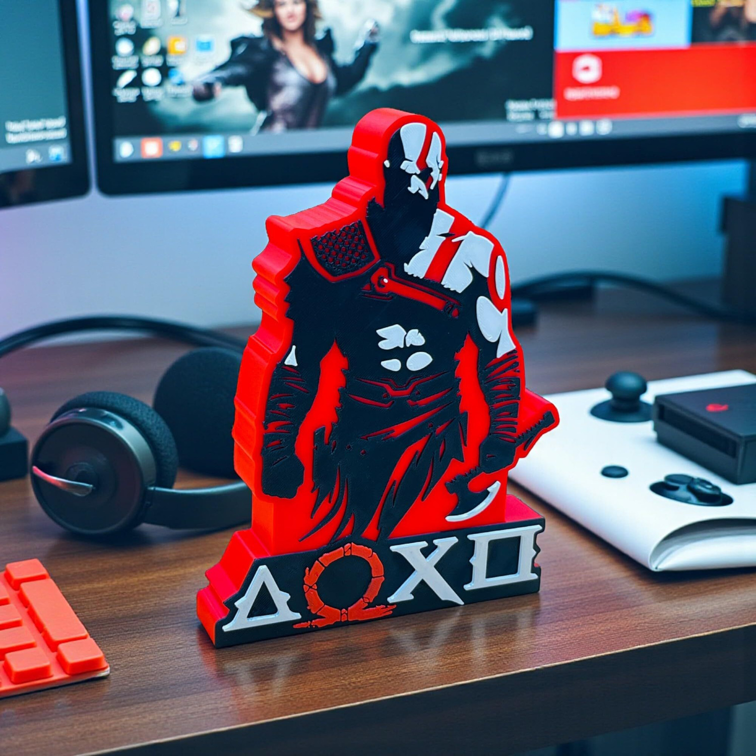 Image of HOBIGO KRATOS Themed Table Top | 3D Action Hero Decorative Showpiece for Gaming Fans Decorative Showpiece - 20 cm