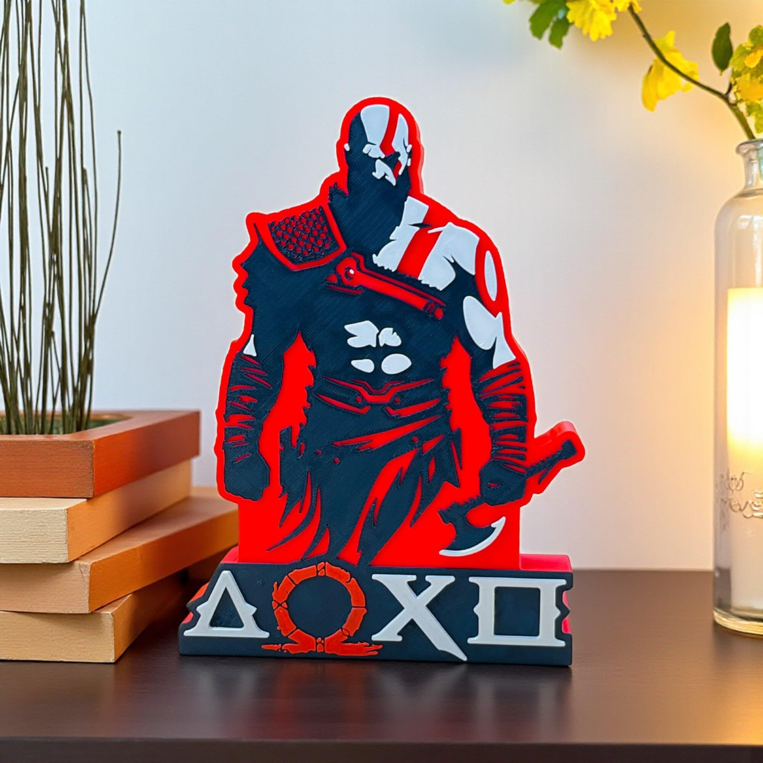 Image of HOBIGO KRATOS Themed Table Top | 3D Action Hero Decorative Showpiece for Gaming Fans Decorative Showpiece - 20 cm