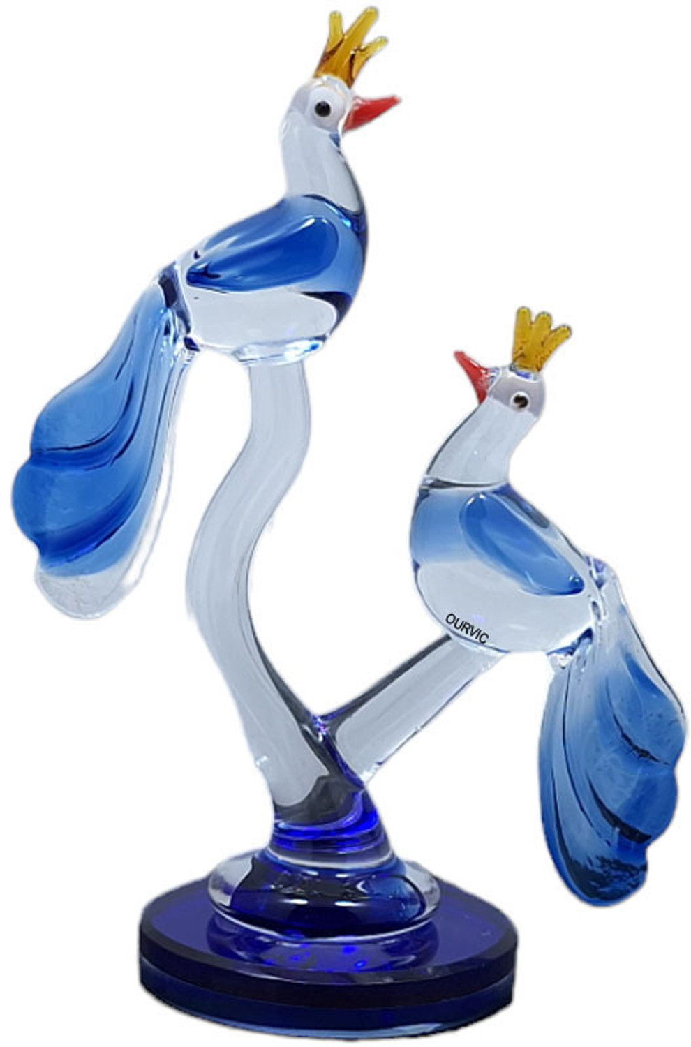 Image of OURVIC Loving Birds Glass Showpiece Handcrafted Crystal Glass Idol for Gift, Home Decor Decorative Showpiece - 12 cm