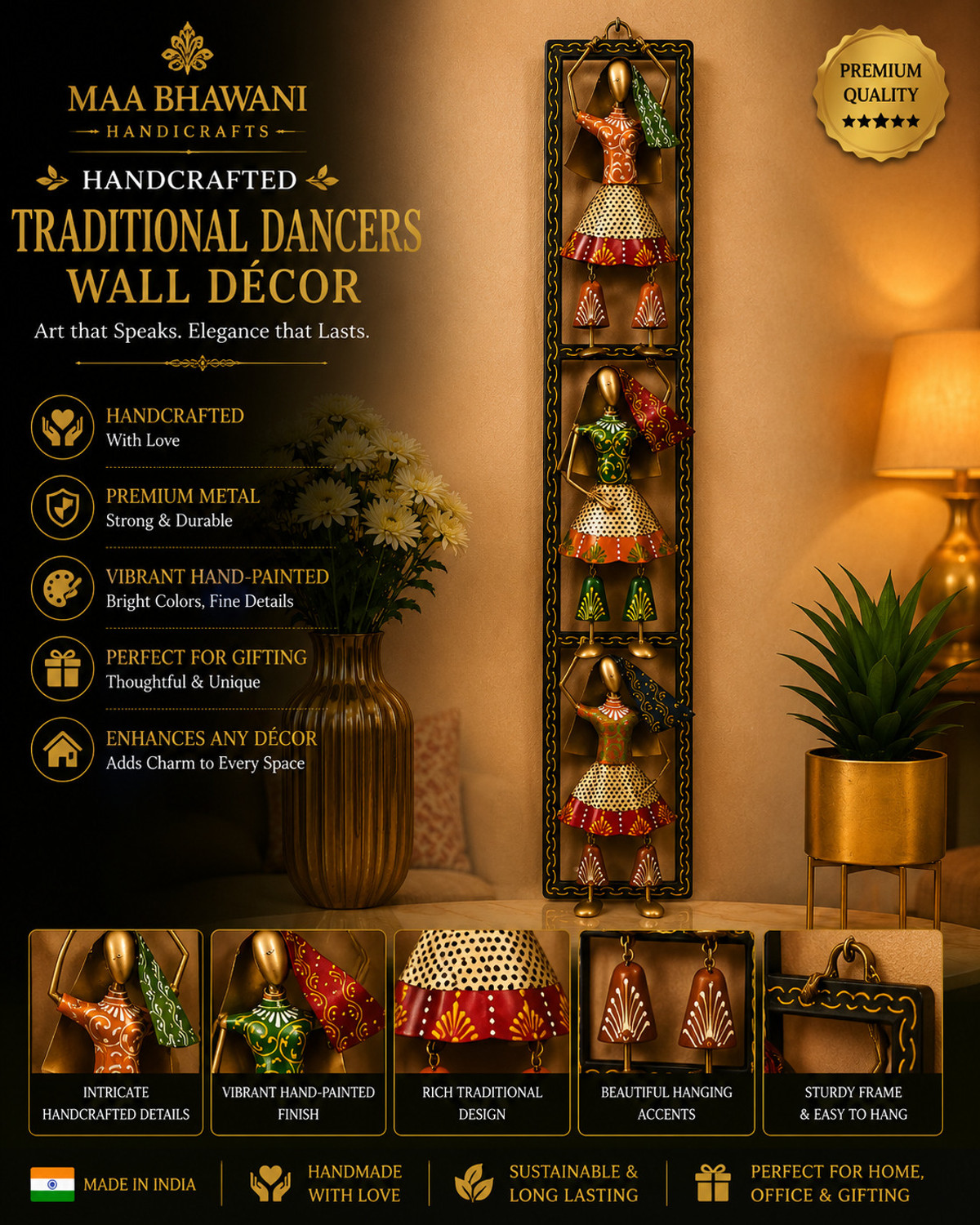 Image of MAA BHAWANI HANDICRAFTS Handcrafted Metal Wall Decor Decorative Showpiece - 33 cm