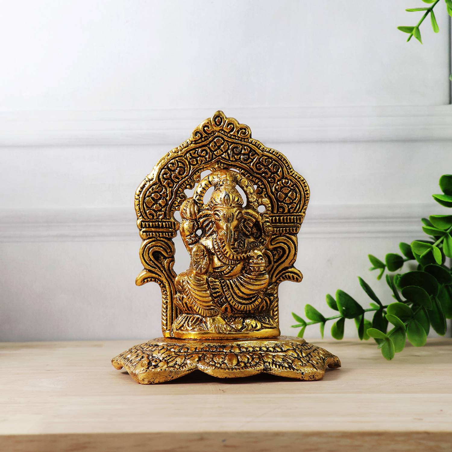 9dzine Lord Ganesh Murti Ganesh Idol for Home Diwali Puja Room Dhanteras Car Dashboard Decorative Showpiece - 14 cm