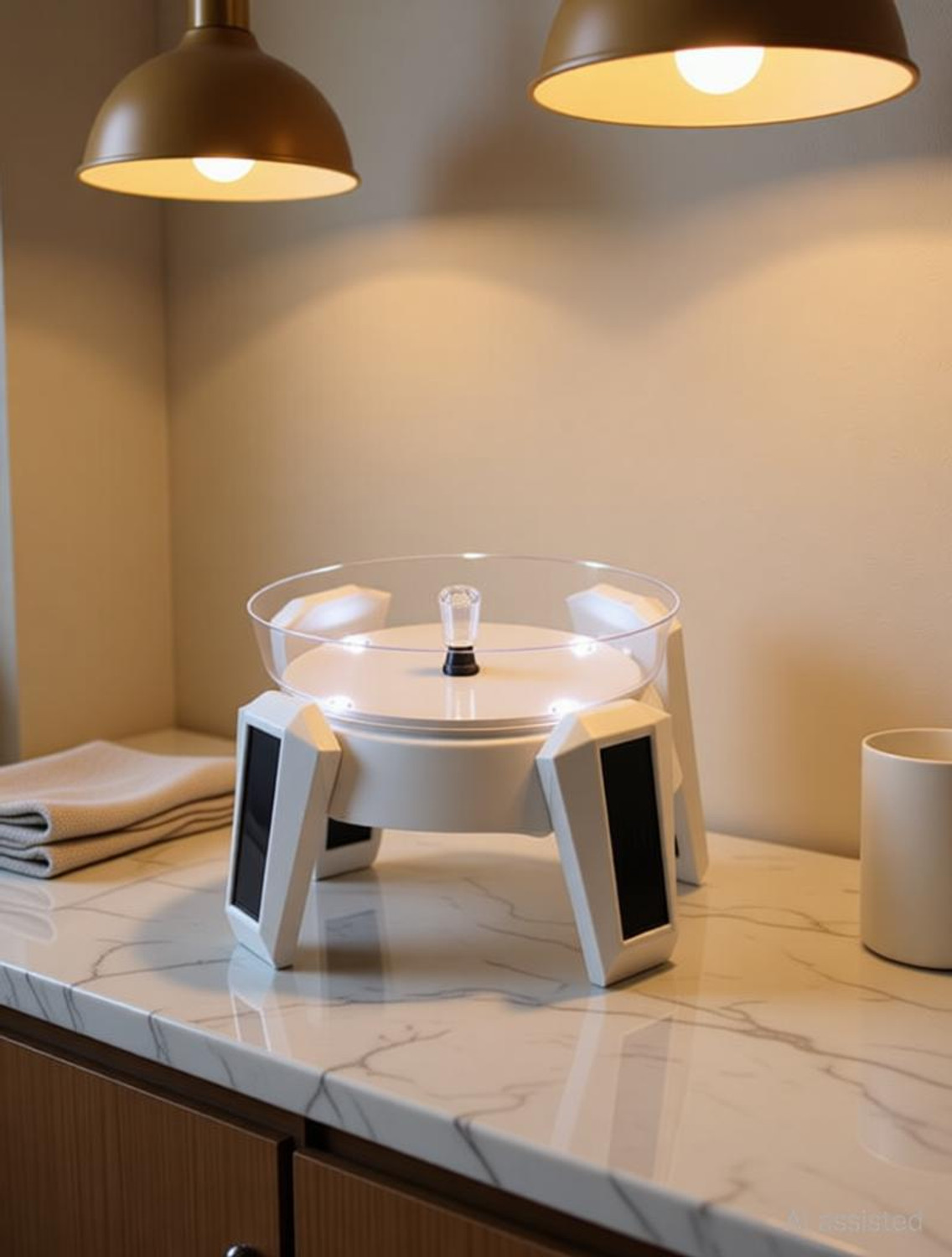 Image of Triock Led Solar Rotating Stand White 360 inch Tunable Decorative Showpiece - 10 cm