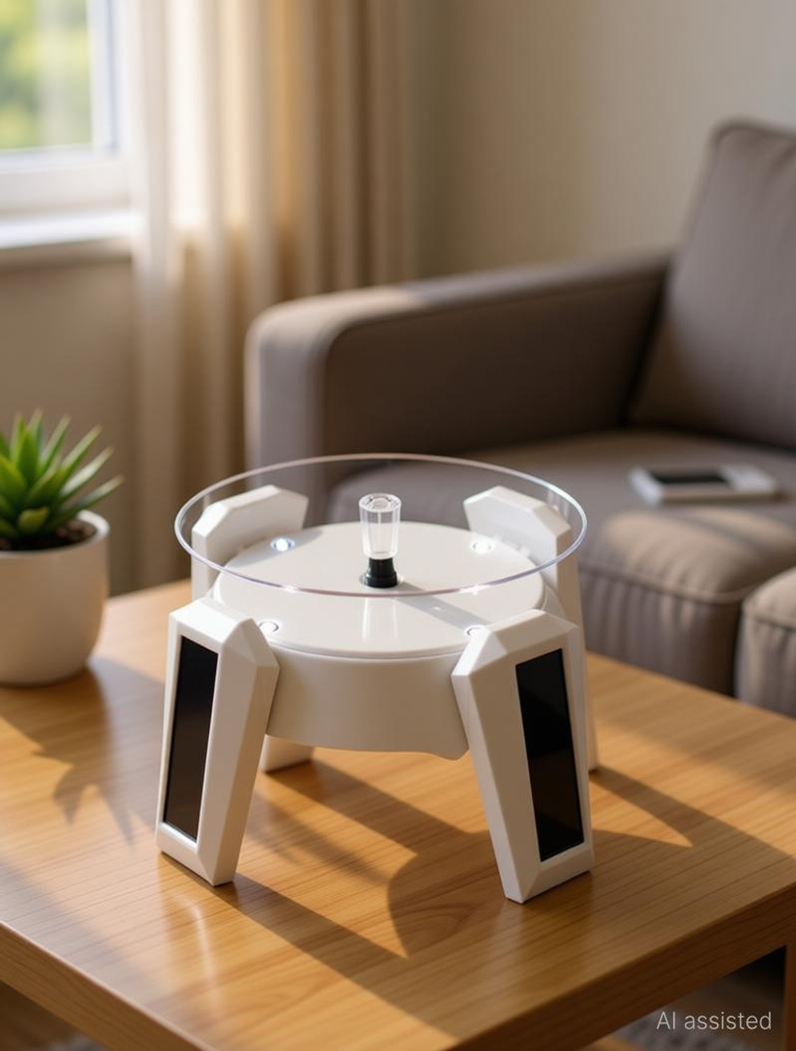 Image of Triock Led Solar Rotating Stand White 360 inch Tunable Decorative Showpiece - 10 cm