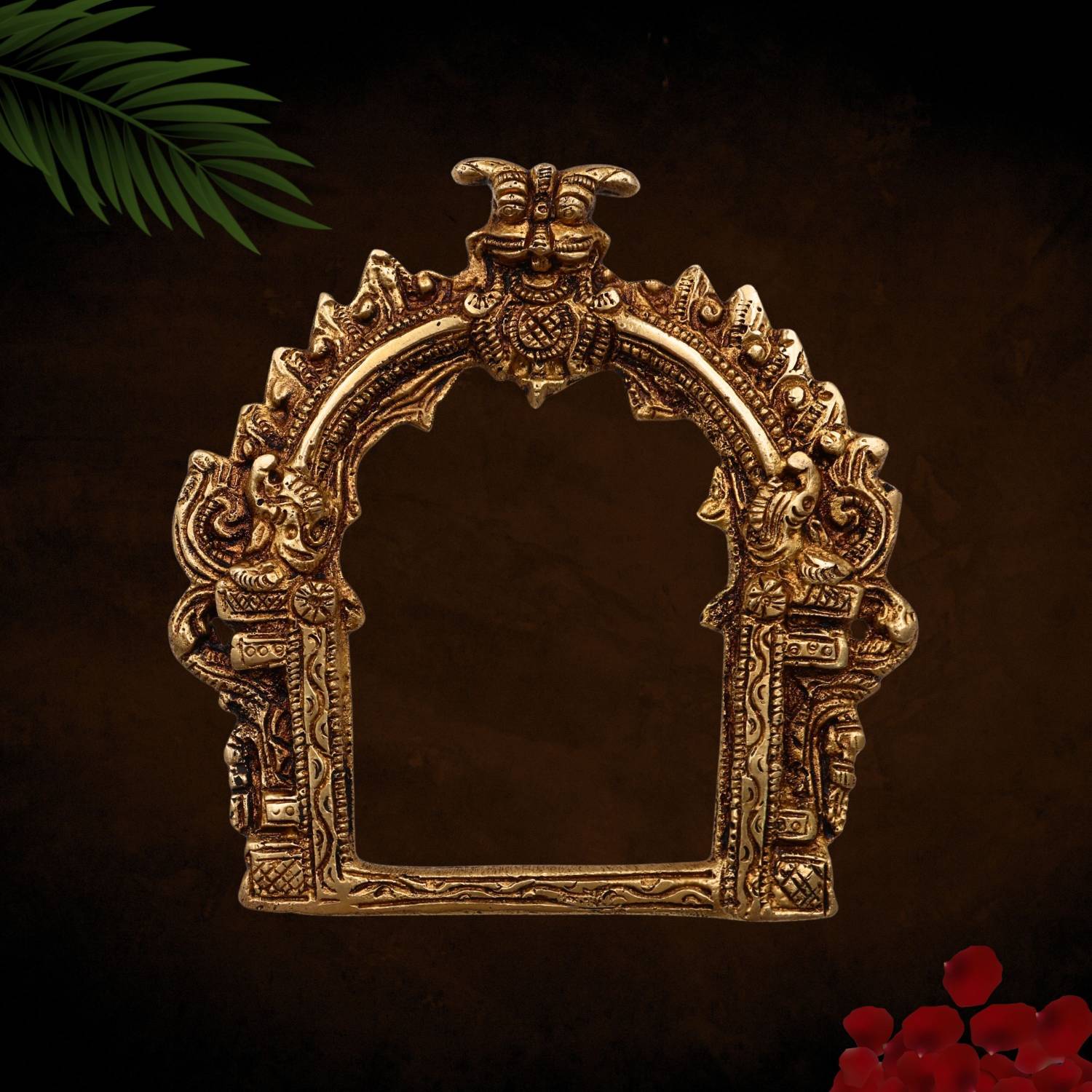 Bhunes Brass Prabhavali Frame Arch Temple Wall Hanging Pooja Decor 5 Inch Decorative Showpiece  -  13 cm