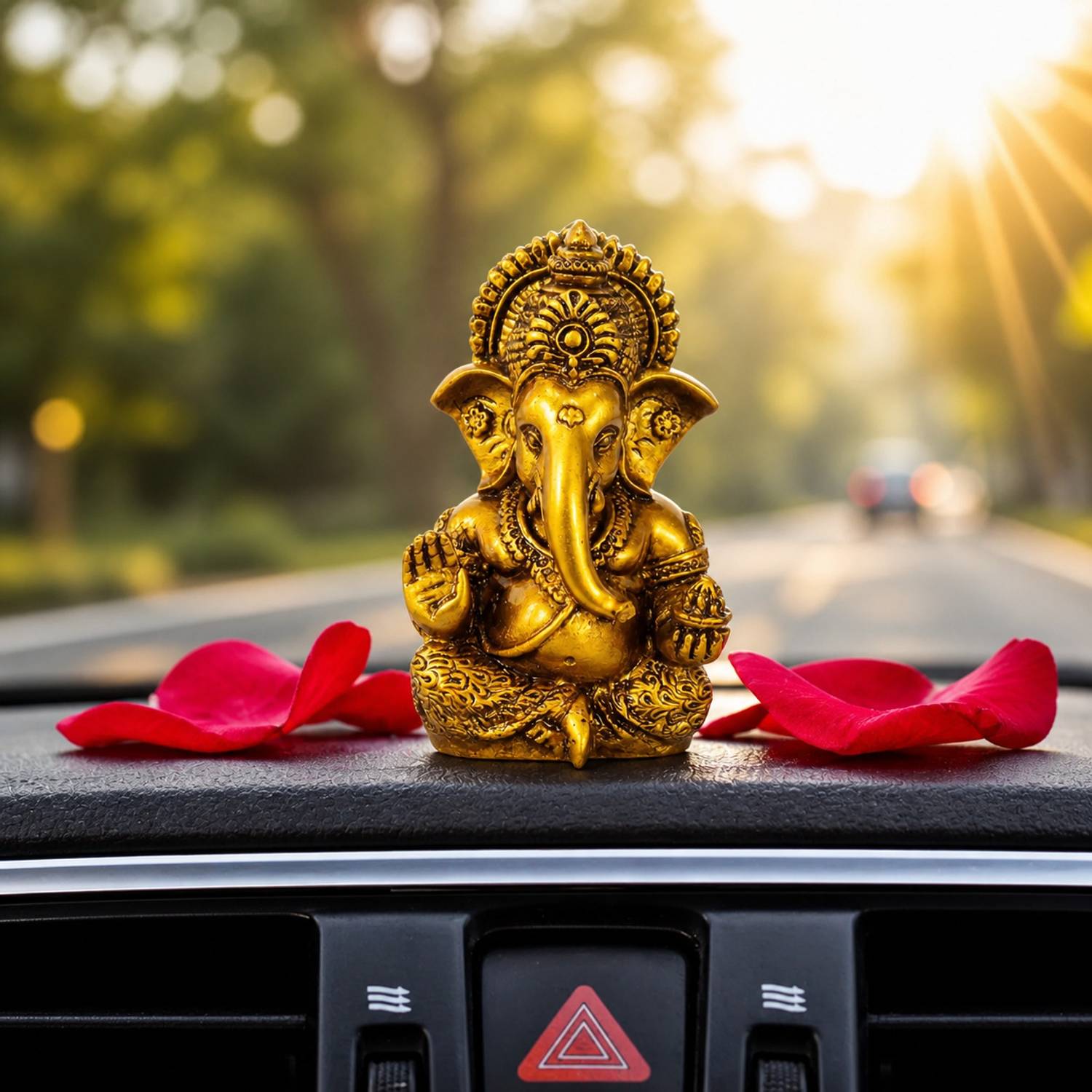 TIED RIBBONS Lord Ganesha Idol Statue Decorative Showpiece for Home Decoration Car Dashboard Decorative Showpiece - 9.3 cm