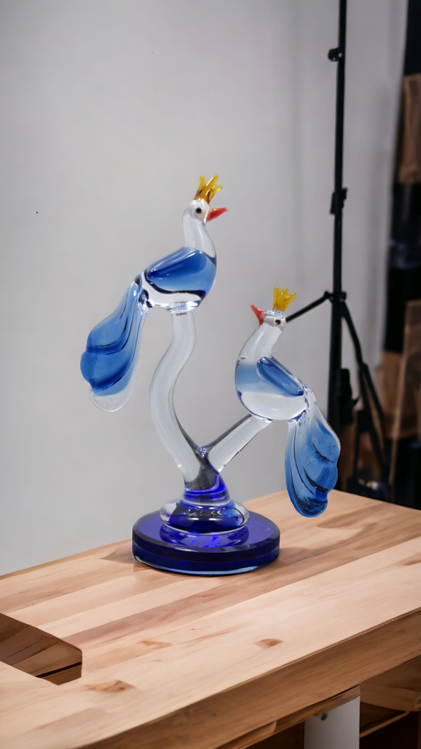 Image of OURVIC Loving Birds Glass Showpiece Handcrafted Crystal Glass Idol for Gift, Home Decor Decorative Showpiece - 12 cm