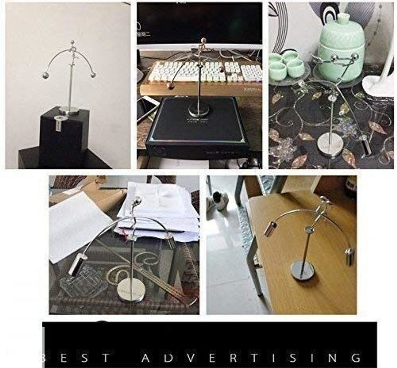 Image of Vaisag House Silver Single Feet Steel Pole Balancing Man Stress Relief Motion Toy Decorative Showpiece - 18 cm