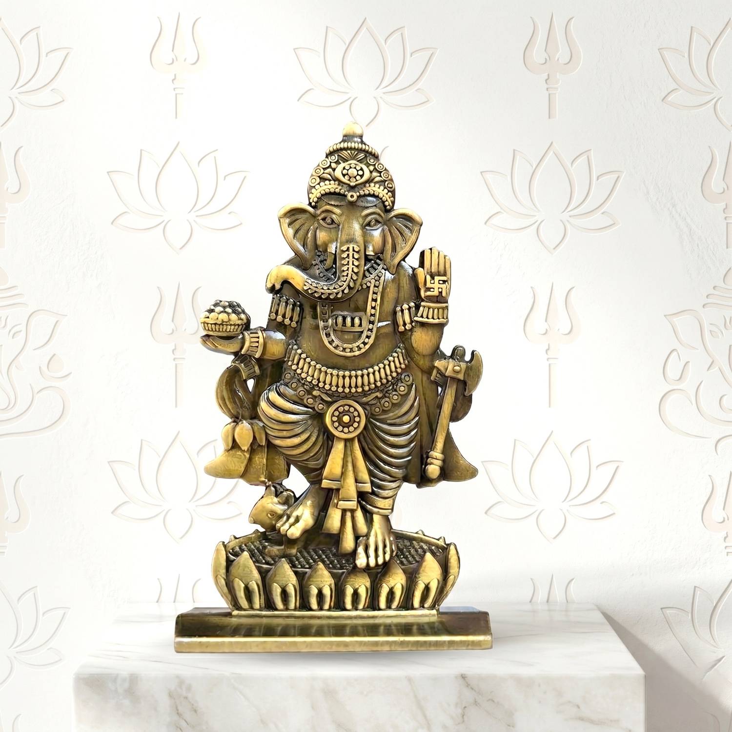 Nandisth Ganpati Premium Metallic Idol Decorative Showpiece - 9 cm
