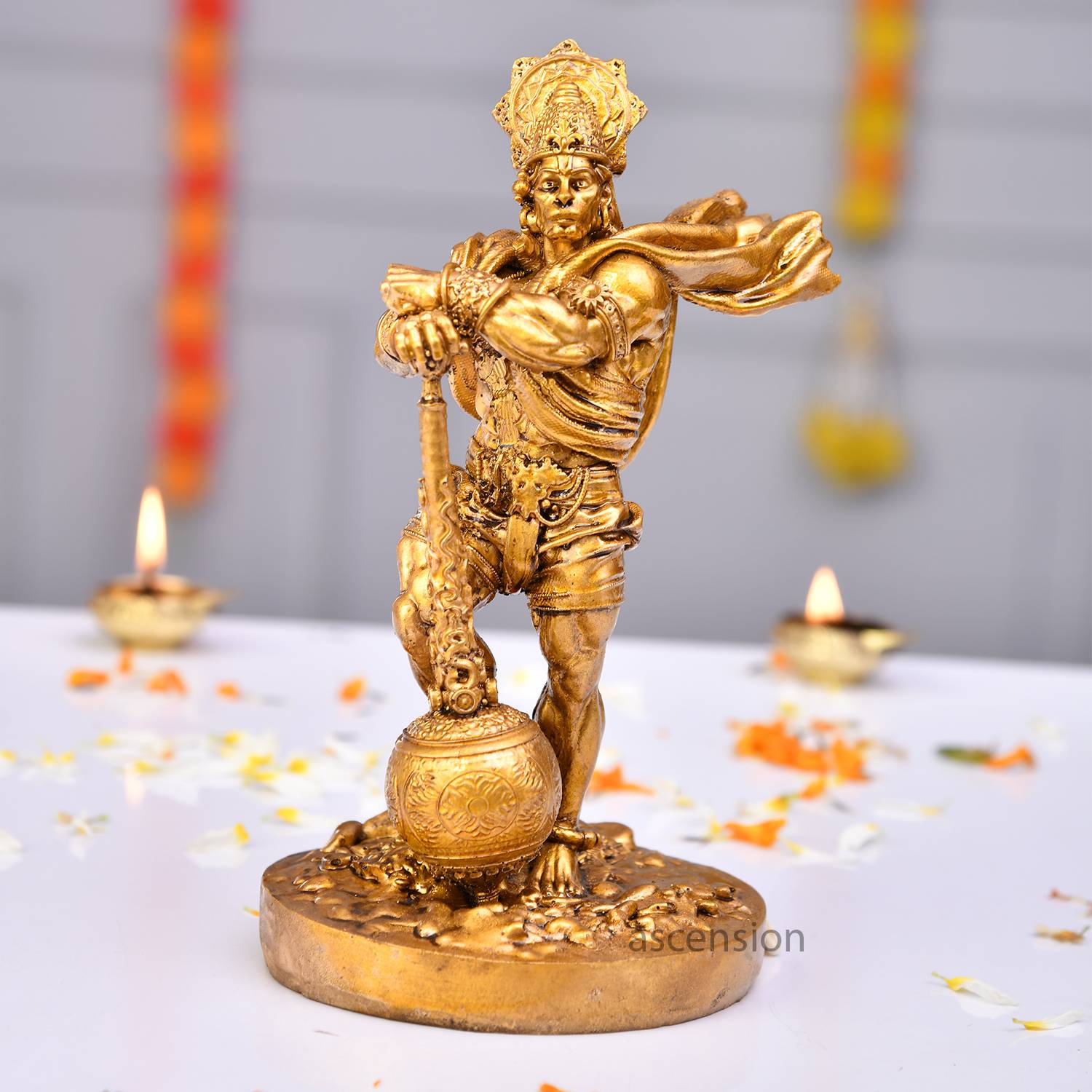 Ascension Bahubali Hanuman Ji Statue Bajrang Bali Murti for Home Office Puja Room Décor Decorative Showpiece  -  20 cm