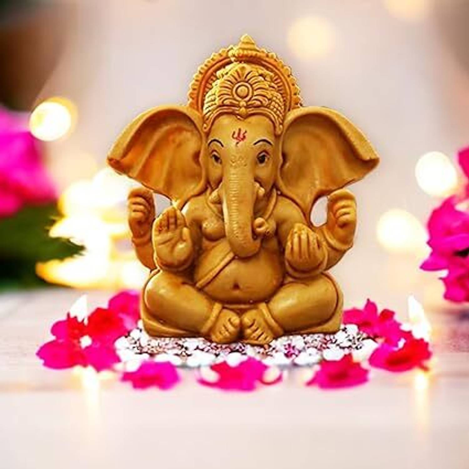 KanhaBazaar Kaan Ganesha Idol Showpiece Murti Decorative Showpiece - 10 cm