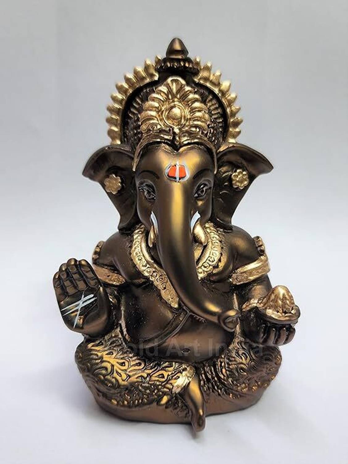 Mishtukocrafts Mishtukocrafts Shiny Brown Ganesha Statue/idol /murti for home/office/room Resin Decorative Showpiece - 8.75 cm