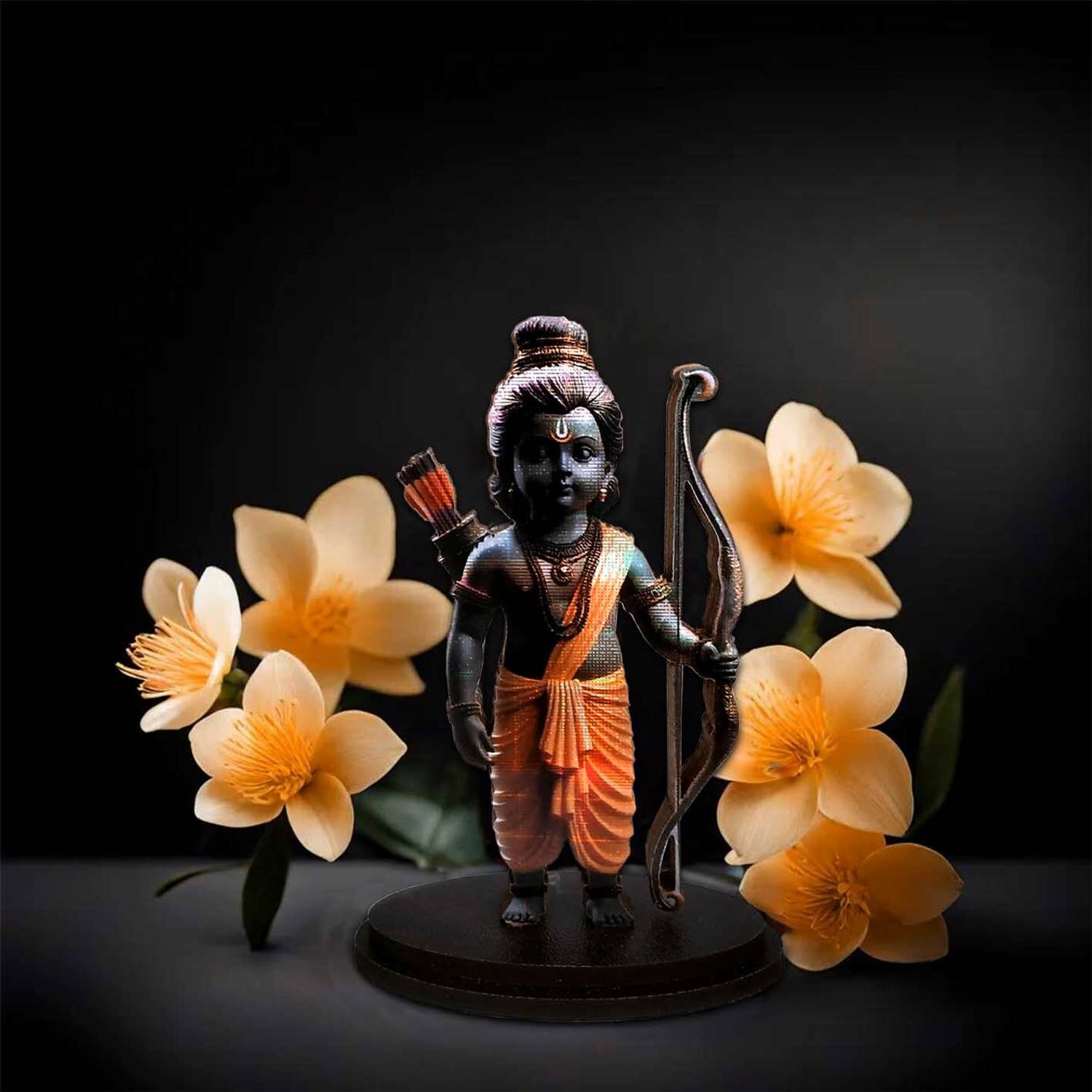 Adhvik Ram Lalla 3d Idol Ayodhya Mdf Wooden Murti Statue God Stand Forcar Dashboard Decorative Showpiece - 10 cm