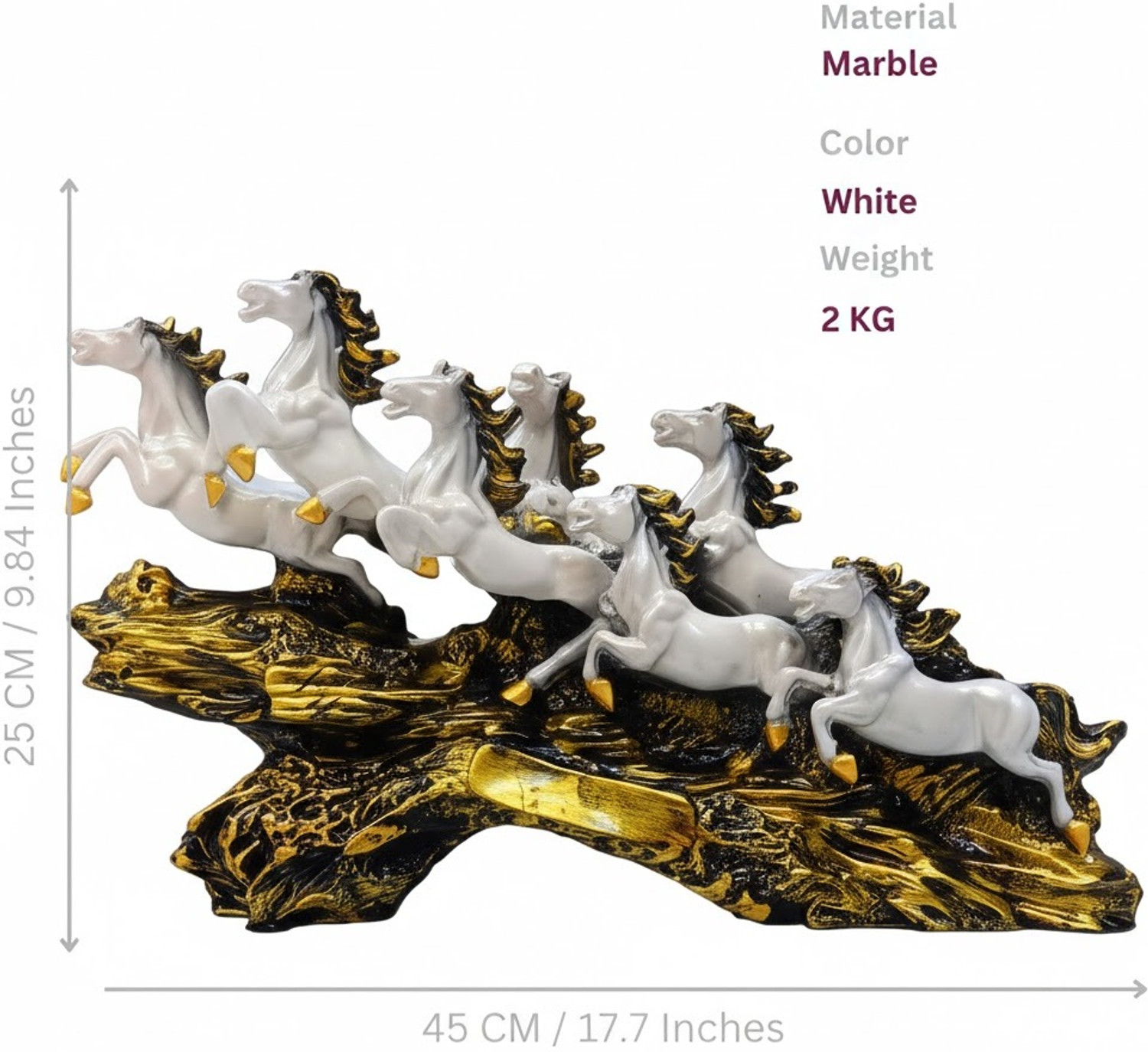 Image of Rudransh Creations 7 Running Horse Statue for Living Room Decorative Showpiece - 25 cm