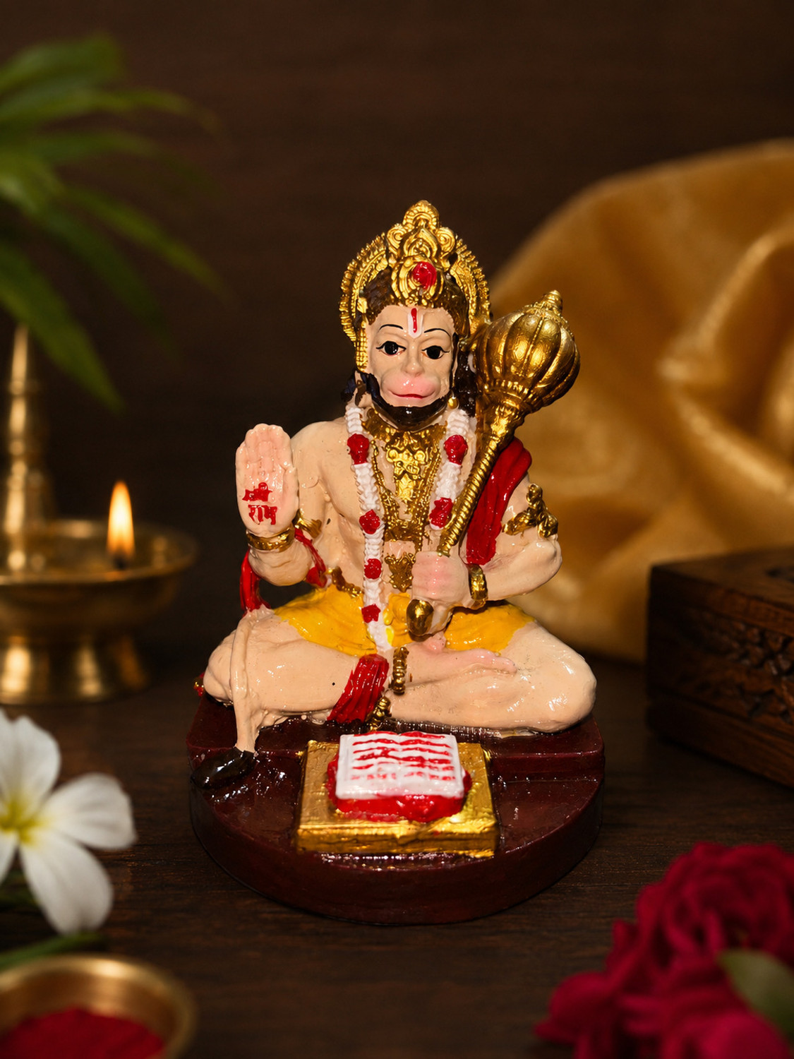 Image of ERIEN Premium Bajrangbali Hanuman Idol for Car Dashboard & Office Desk Decor Decorative Showpiece - 9 cm (Polyresin, Multicolor)