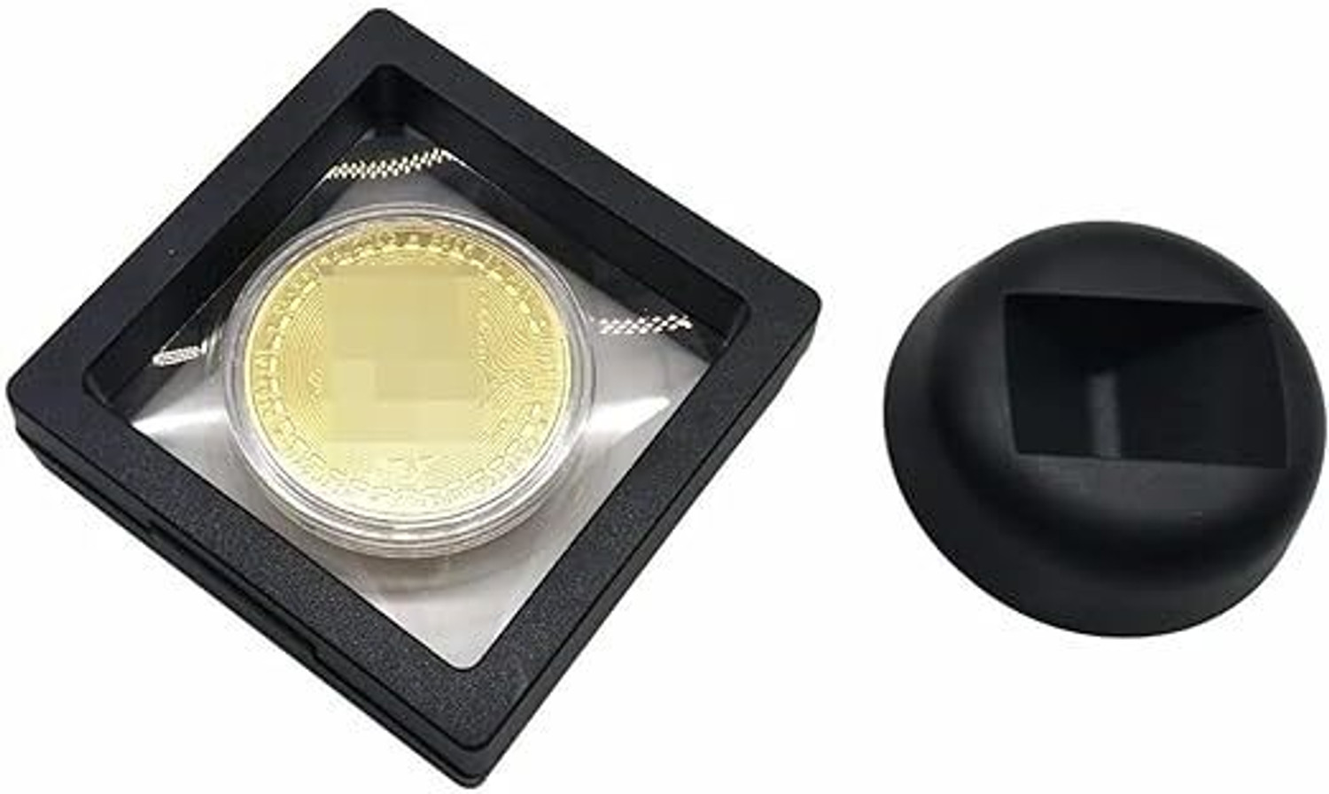 Image of Craftbia Bitcoin Coin Copper with Display Item Case Decorative Showpiece - 0.3 cm (Metal, Gold)