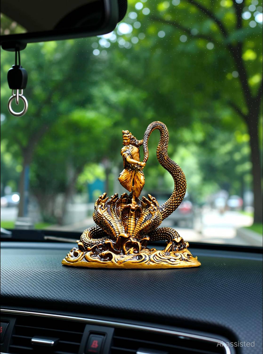ARTARIUM Dancing Krishna with Kaliya Naag Statue Car Dashboard Decorative Showpiece  -  8.89 cm