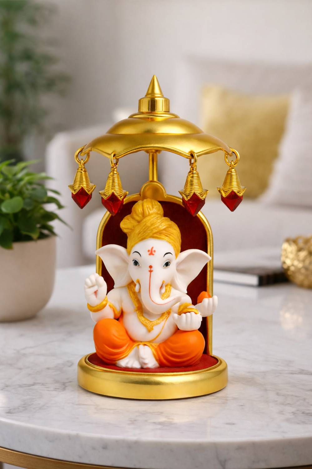 Giltezara Ganpati Bappa Car Dashboard Idol | Decorative Ganesh Murti for Home Temple, Decorative Showpiece - 15 cm