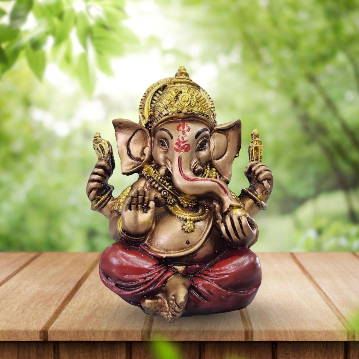 HOMESTA Divine Ganesha Statue | Ganesha Murti for Home Décor GM19 Decorative Showpiece - 12 cm