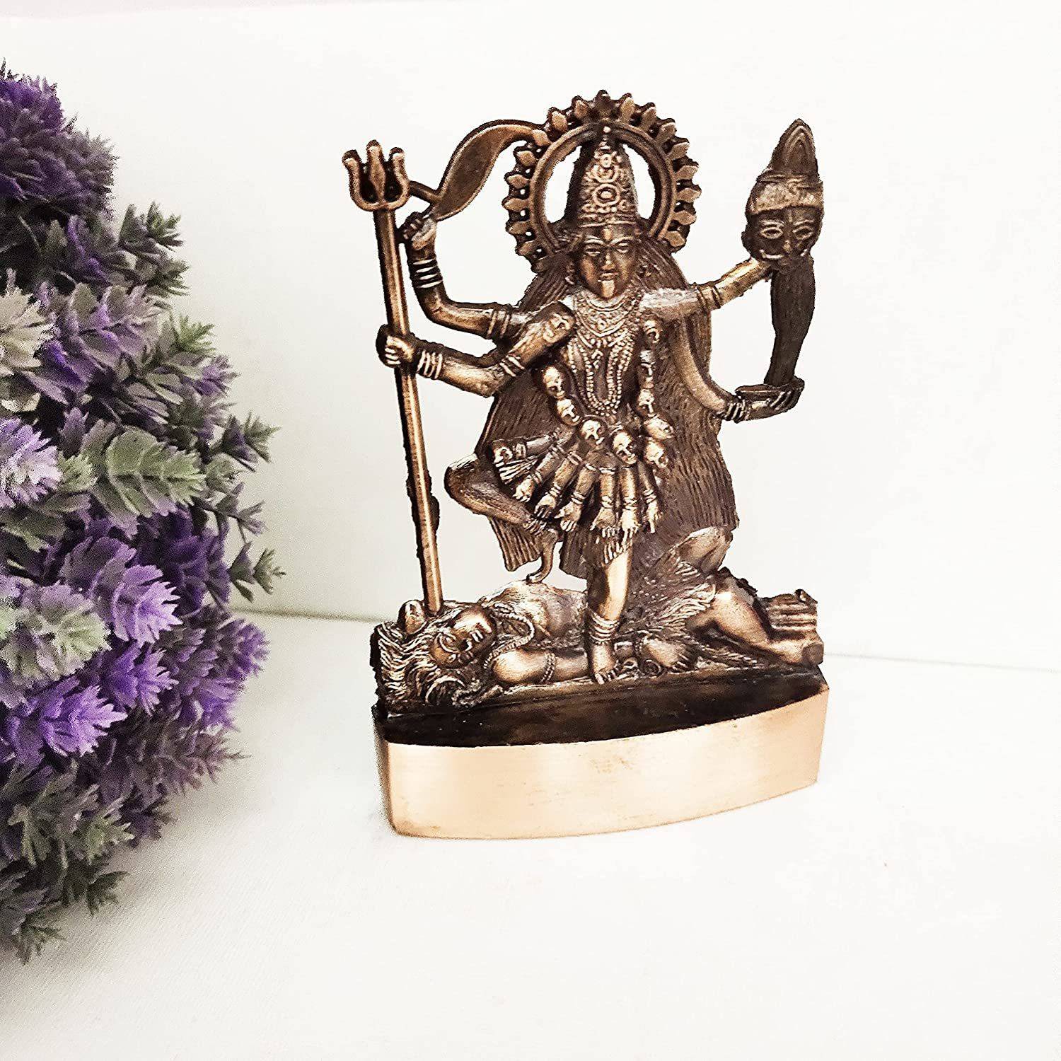 amishi blissful decor Goddess Maa Kali Statues Idol for Temple, Home Office Decor Car Dashboard Decorative Showpiece  -  12 cm
