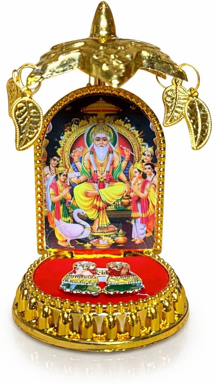 Adhvik Gold Finish Vishwakarma Ji Charan Showpiece for Home & Office Decorative Showpiece  -  10 cm