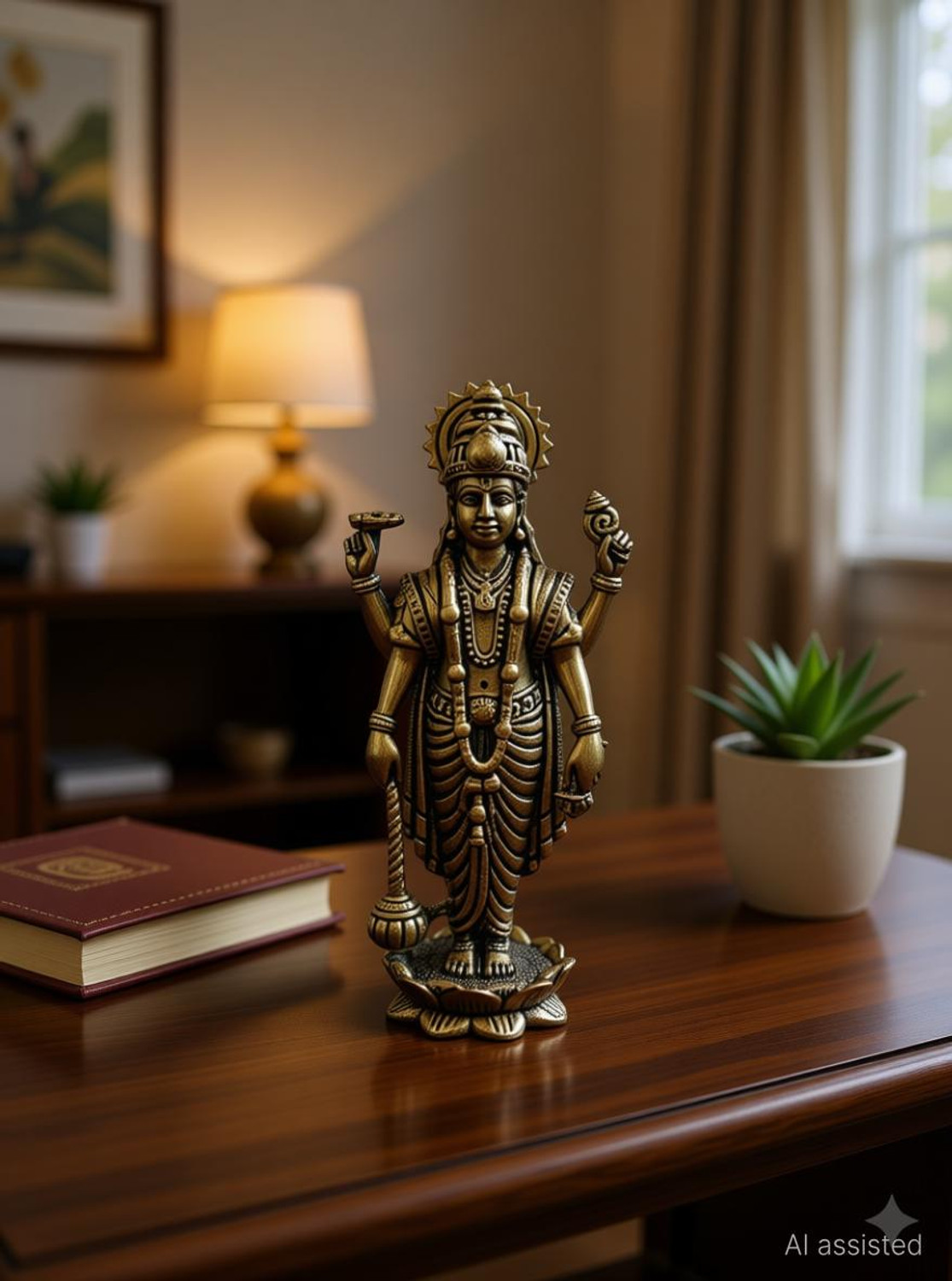 Image of kingsman Lord Vishnu murti idol statue featuring God Vishnu , perfect for mandir Decorative Showpiece - 8 cm