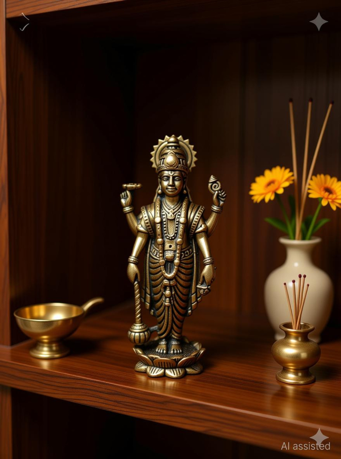 Image of kingsman Lord Vishnu murti idol statue featuring God Vishnu , perfect for mandir Decorative Showpiece - 8 cm