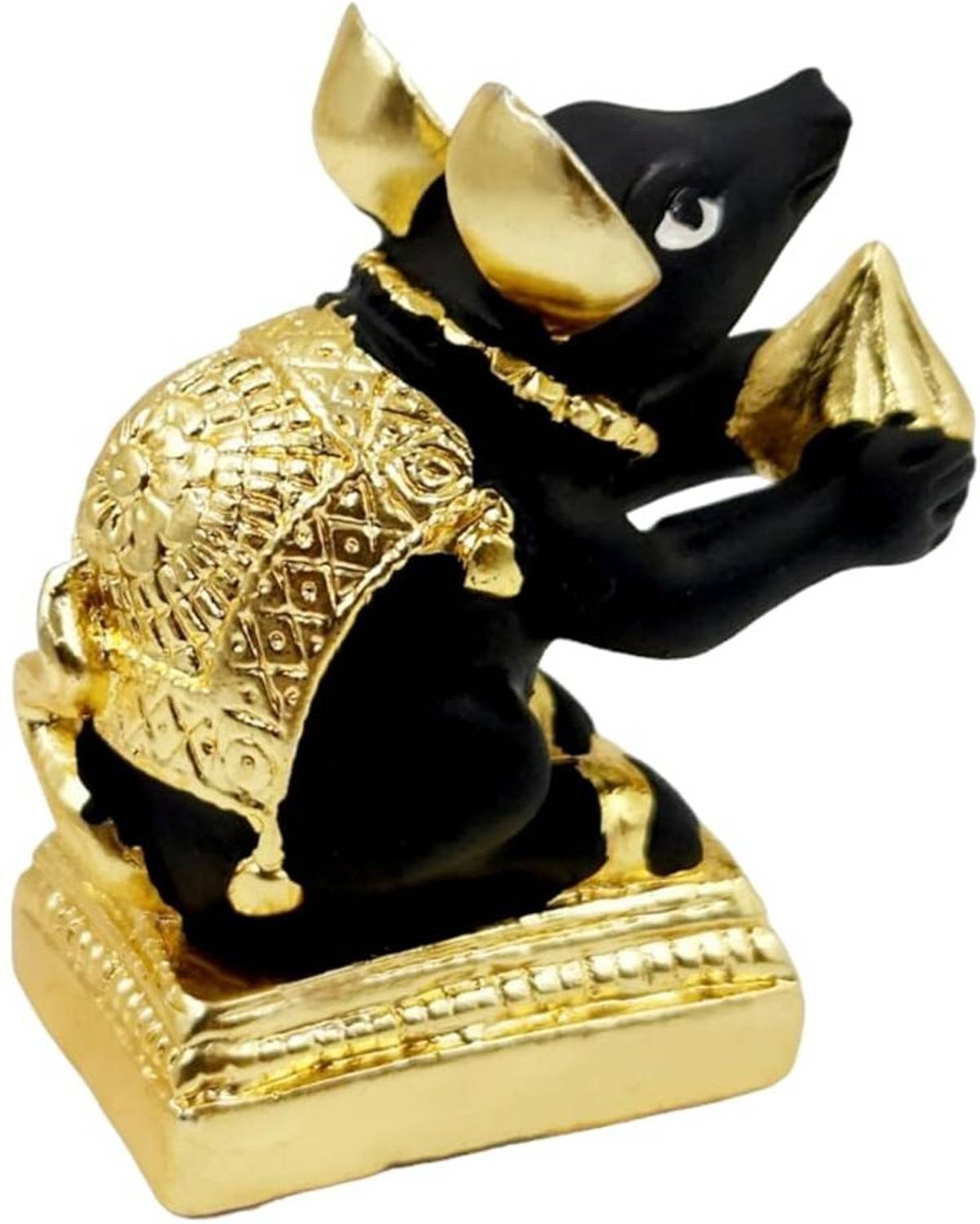 Arnavira Gold Plated Mushak Idol for Ganpati Pooja Decorative Showpiece  -  6 cm