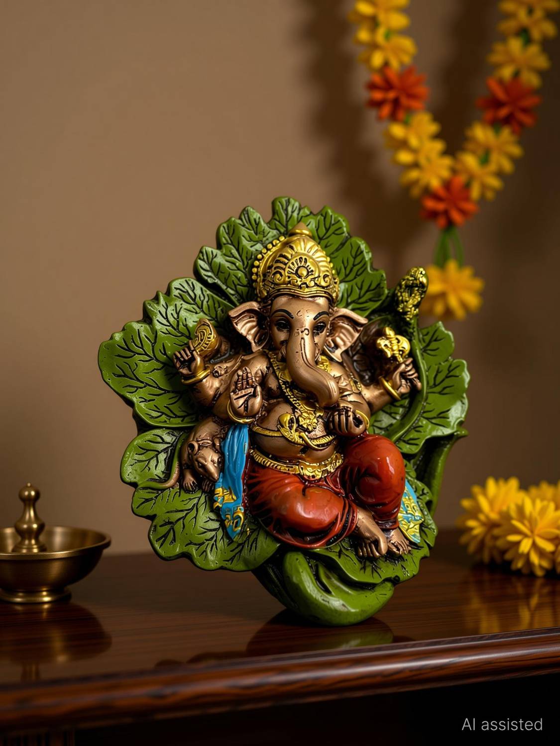 Elegant Lifestyle Antique Marble Ganesh Ji Idol, Ganpati/Ganesha Murti, Religious Gift Office Home Decorative Showpiece - 10 cm