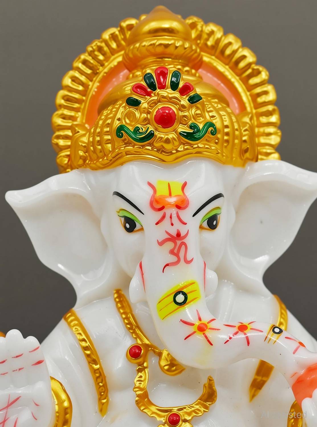 TRILOK Ganesh ji 8 inch White Decorative Showpiece - Image 3