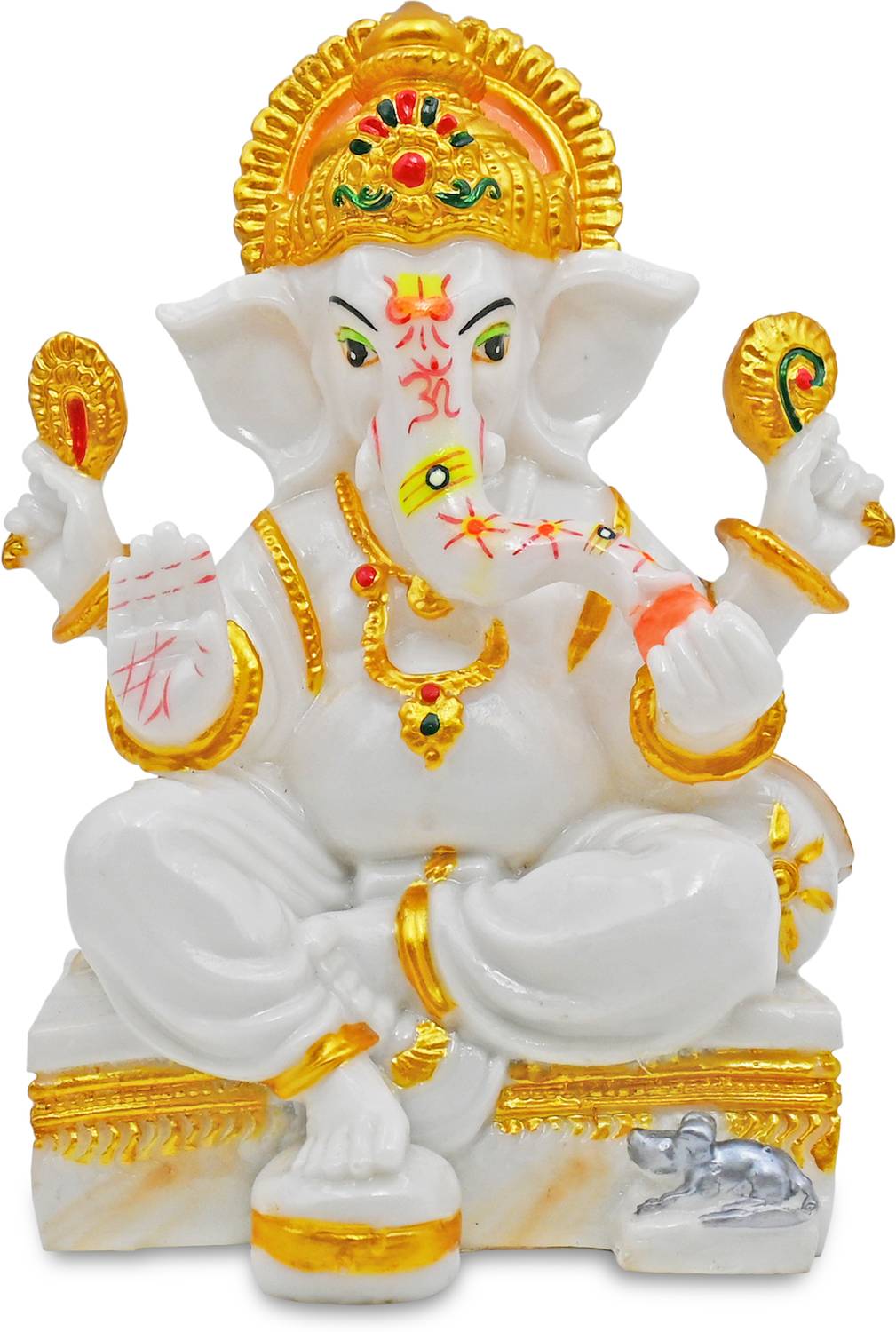 TRILOK Ganesh ji 8 inch White Decorative Showpiece - Image 4