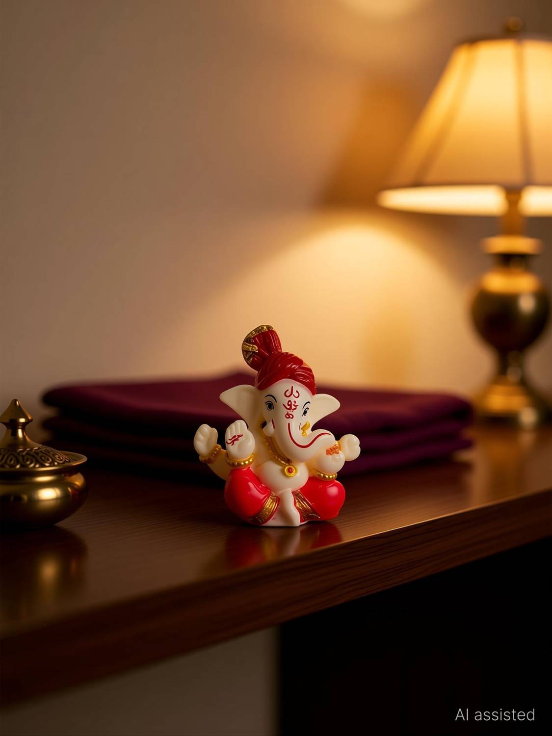 TAG ON Lord Ganesha Ganpati Resin Showpiece idol for Car Dashboard Decorative Showpiece - 5.5 cm