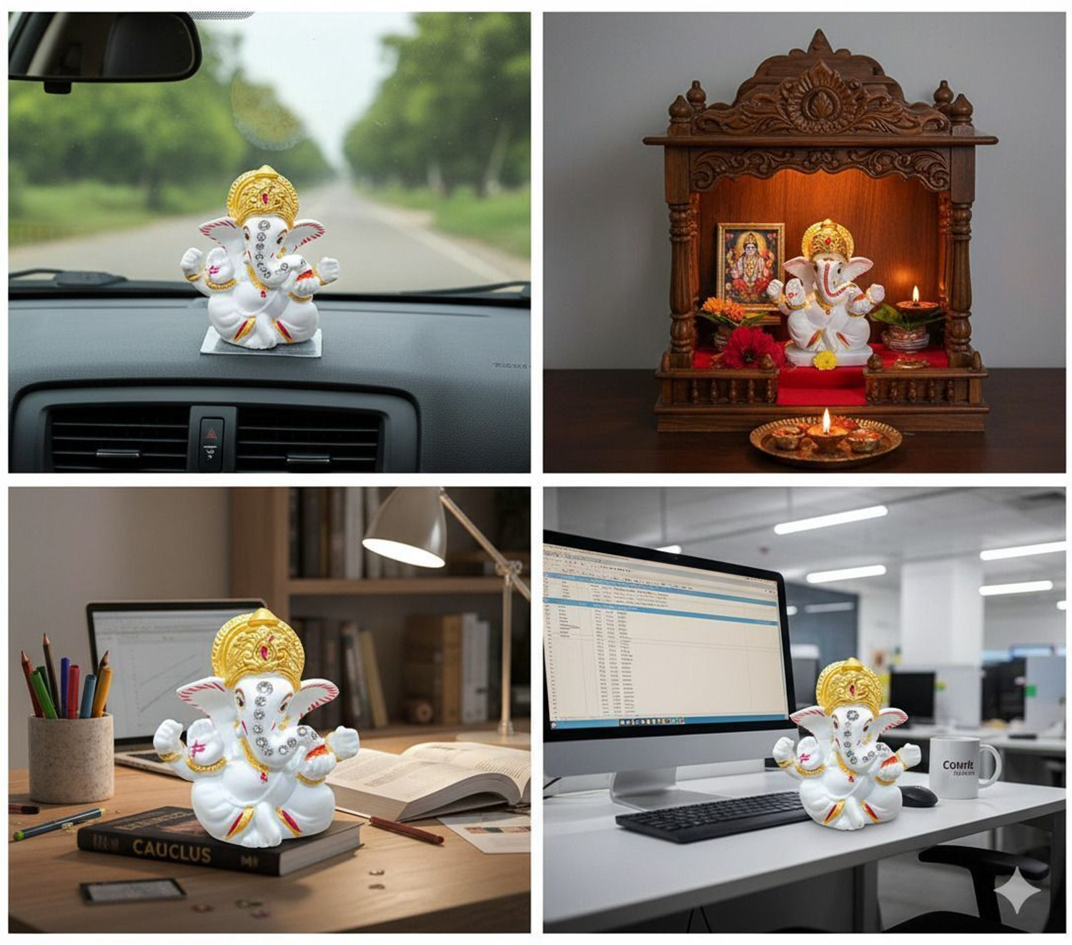 Image of SVGG DECORS Ganesh Idol for Car Dashboard Small Ganesha Idol Dashboard Showpiece for Car Decorative Showpiece - 5.05 cm