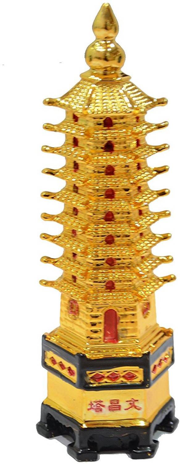 AIR9999 Education PAGODA Tower IN GOLDEN POLISH Decorative Showpiece  -  10 cm