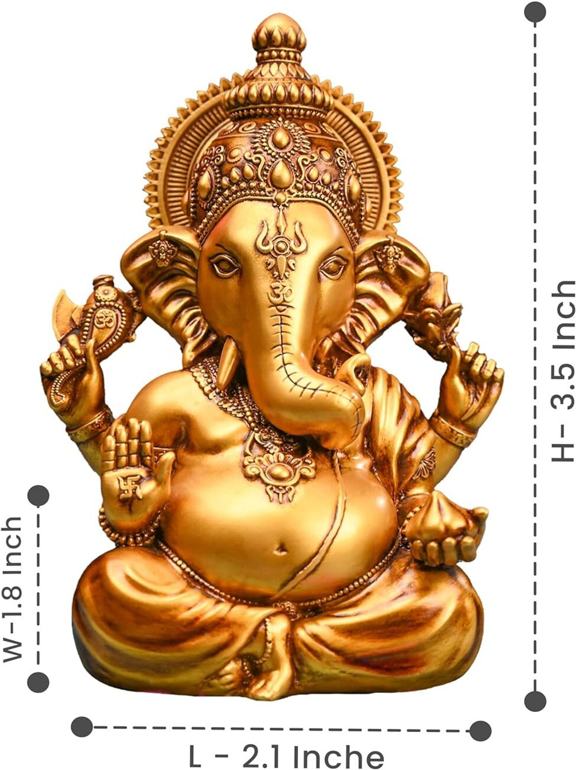 Image of The Divine Tales Vighnaharta Ganesh Idol for Car Dashboard Ganpati Murti Vinayaka Statue for Home Decorative Showpiece - 8.9 cm (Polyresin, Gold)